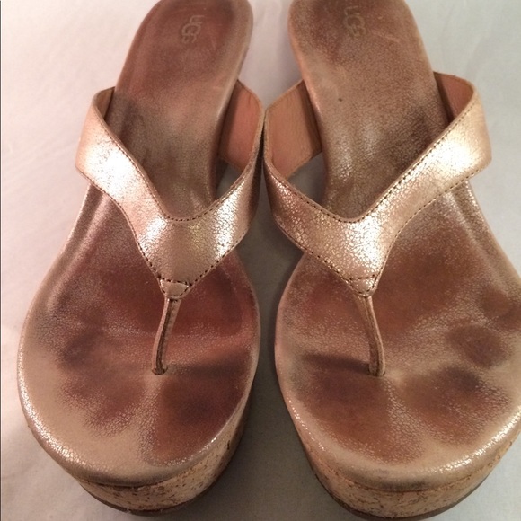 Ugg Natassia Cork Wedge Thong Platform Sandals - Picture 5 of 8